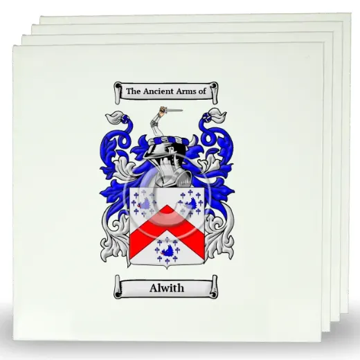 Alwith Set of Four Large Tiles with Coat of Arms