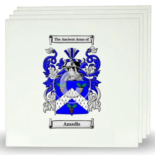Amadis Set of Four Large Tiles with Coat of Arms