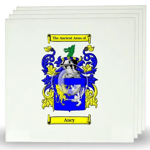 Ancy Set of Four Large Tiles with Coat of Arms