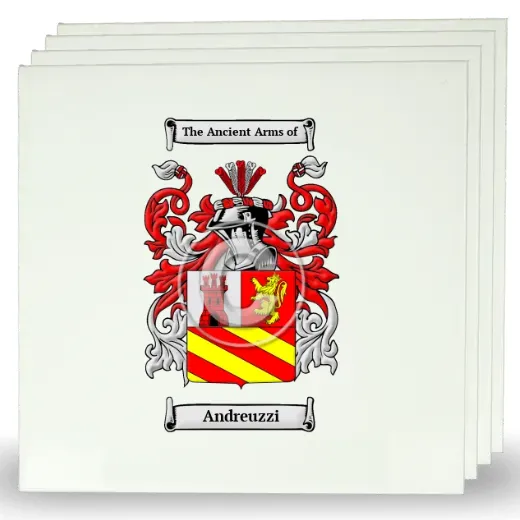 Andreuzzi Set of Four Large Tiles with Coat of Arms