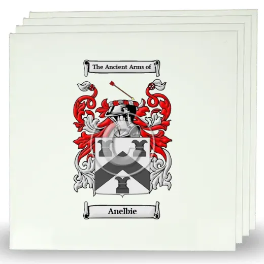 Anelbie Set of Four Large Tiles with Coat of Arms