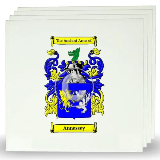 Annessey Set of Four Large Tiles with Coat of Arms