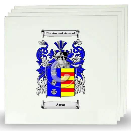 Ansa Set of Four Large Tiles with Coat of Arms