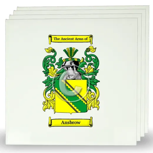 Ansbrow Set of Four Large Tiles with Coat of Arms