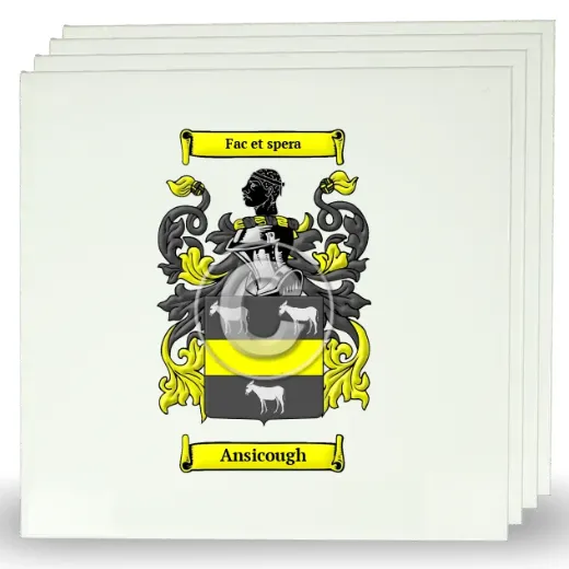 Ansicough Set of Four Large Tiles with Coat of Arms