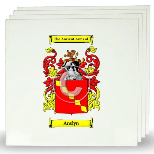 Anslyn Set of Four Large Tiles with Coat of Arms