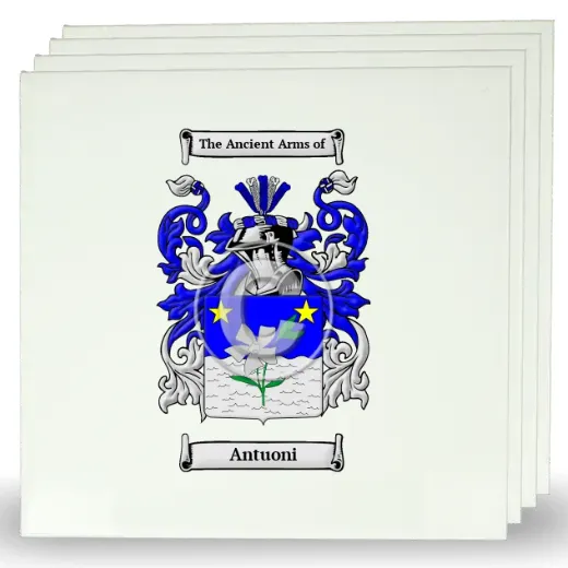 Antuoni Set of Four Large Tiles with Coat of Arms