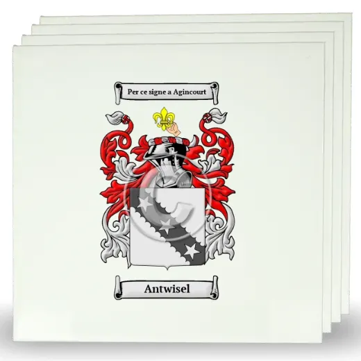 Antwisel Set of Four Large Tiles with Coat of Arms