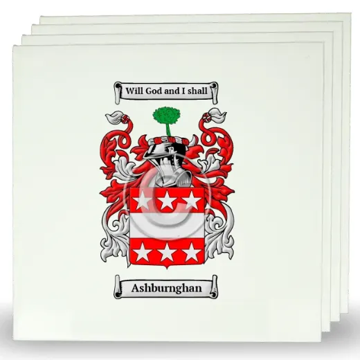 Ashburnghan Set of Four Large Tiles with Coat of Arms