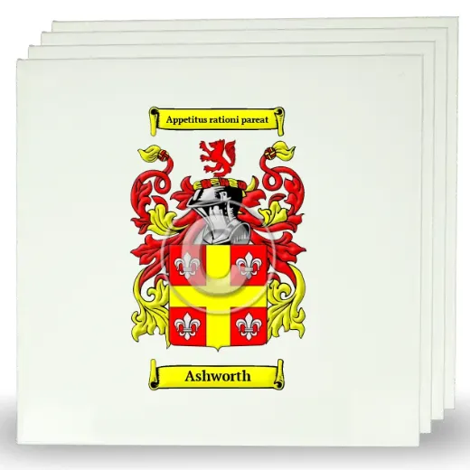 Ashworth Set of Four Large Tiles with Coat of Arms