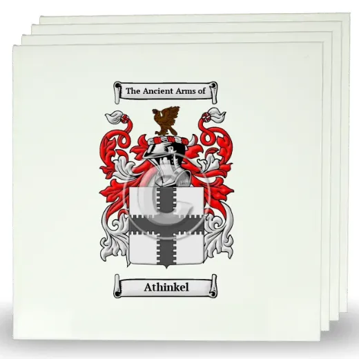 Athinkel Set of Four Large Tiles with Coat of Arms