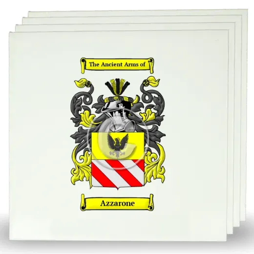 Azzarone Set of Four Large Tiles with Coat of Arms