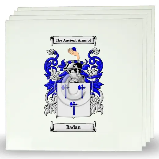 Badan Set of Four Large Tiles with Coat of Arms