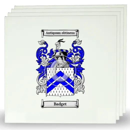 Badget Set of Four Large Tiles with Coat of Arms