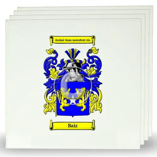 Baiz Set of Four Large Tiles with Coat of Arms