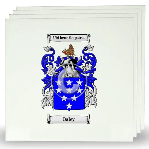 Baley Set of Four Large Tiles with Coat of Arms