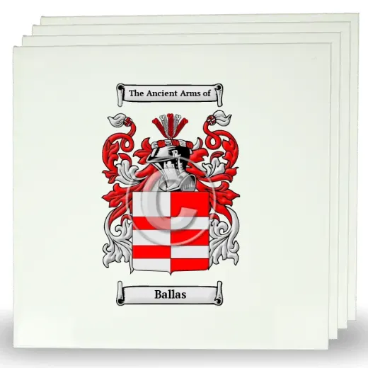 Ballas Set of Four Large Tiles with Coat of Arms