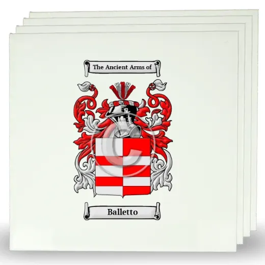 Balletto Set of Four Large Tiles with Coat of Arms
