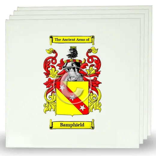 Bamphield Set of Four Large Tiles with Coat of Arms