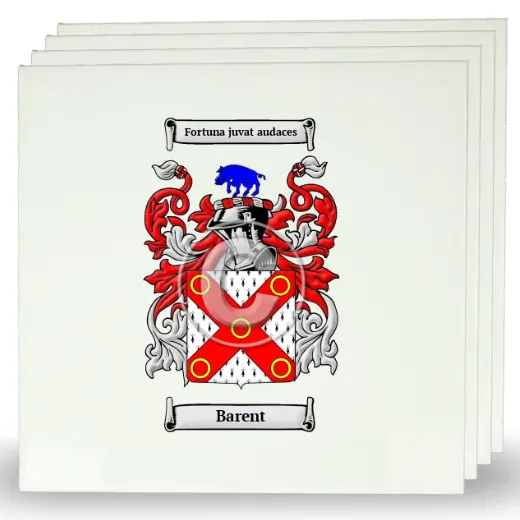 Barent Set of Four Large Tiles with Coat of Arms