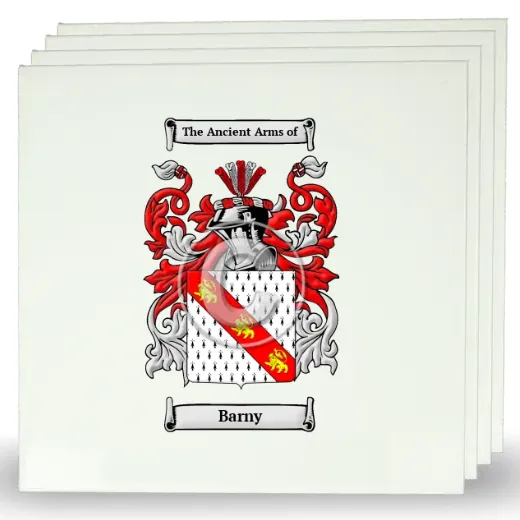 Barny Set of Four Large Tiles with Coat of Arms