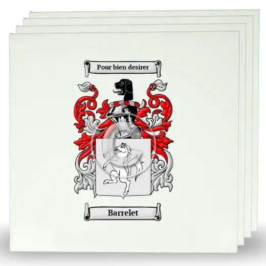 Barrelet Set of Four Large Tiles with Coat of Arms