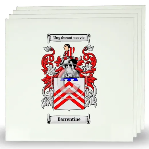 Barrentine Set of Four Large Tiles with Coat of Arms