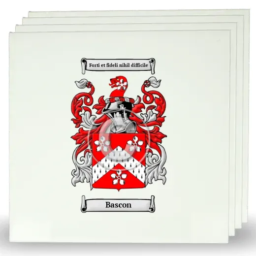 Bascon Set of Four Large Tiles with Coat of Arms