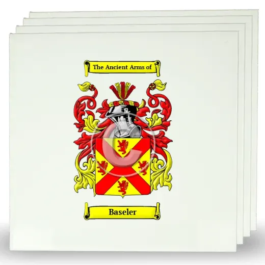 Baseler Set of Four Large Tiles with Coat of Arms