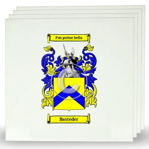 Basteder Set of Four Large Tiles with Coat of Arms