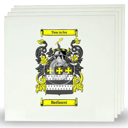 Bathurst Set of Four Large Tiles with Coat of Arms