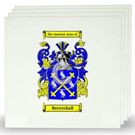 Battershall Set of Four Large Tiles with Coat of Arms