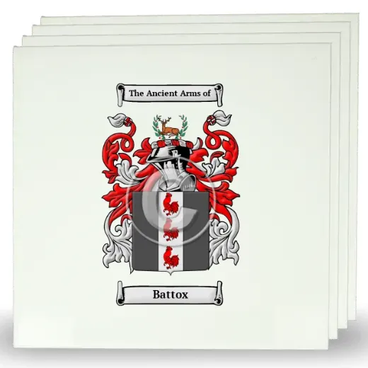Battox Set of Four Large Tiles with Coat of Arms