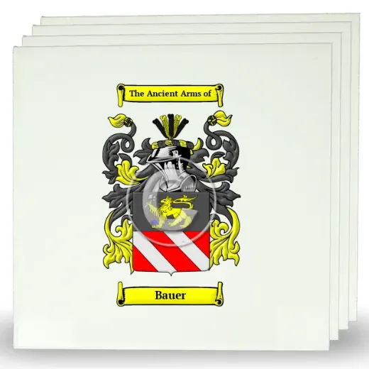 Bauer Set of Four Large Tiles with Coat of Arms