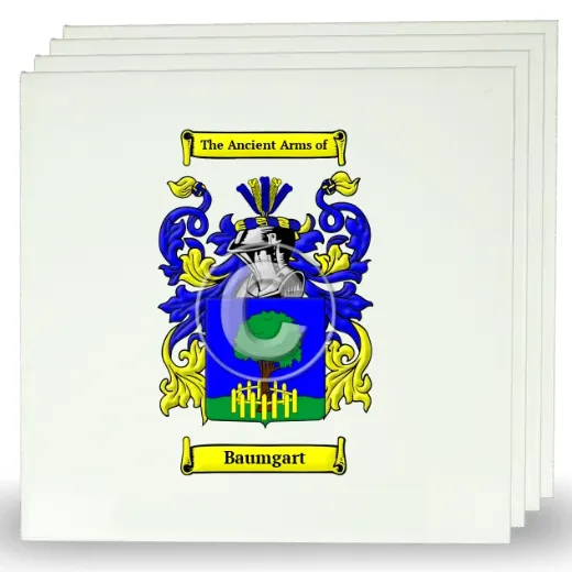 Baumgart Set of Four Large Tiles with Coat of Arms