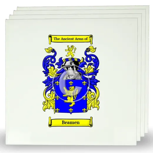 Beamen Set of Four Large Tiles with Coat of Arms