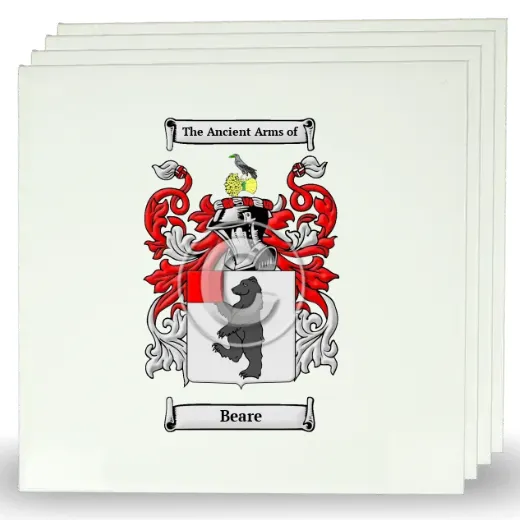 Beare Set of Four Large Tiles with Coat of Arms
