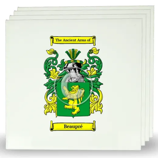 Beaupré Set of Four Large Tiles with Coat of Arms