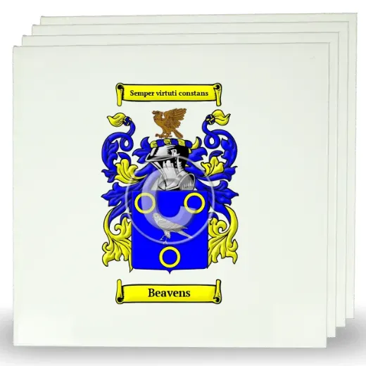 Beavens Set of Four Large Tiles with Coat of Arms