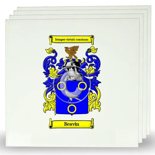 Beavin Set of Four Large Tiles with Coat of Arms