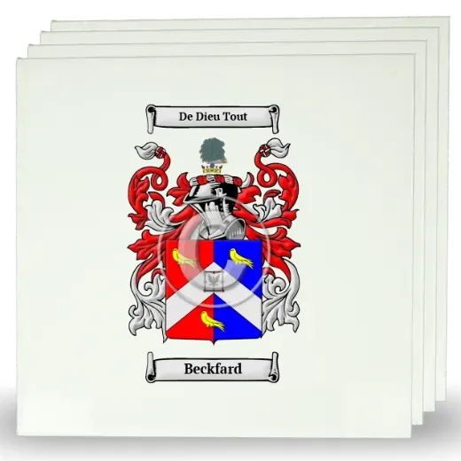 Beckfard Set of Four Large Tiles with Coat of Arms