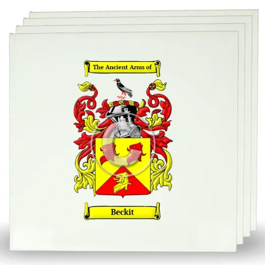 Beckit Set of Four Large Tiles with Coat of Arms