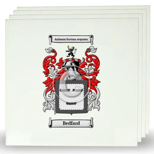 Bedfard Set of Four Large Tiles with Coat of Arms