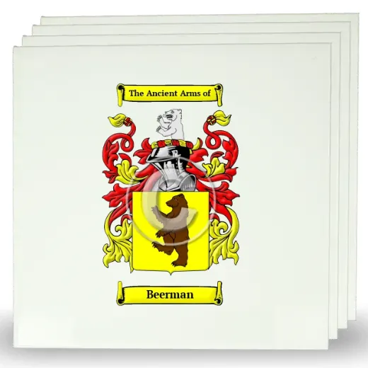 Beerman Set of Four Large Tiles with Coat of Arms
