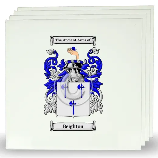 Beighton Set of Four Large Tiles with Coat of Arms
