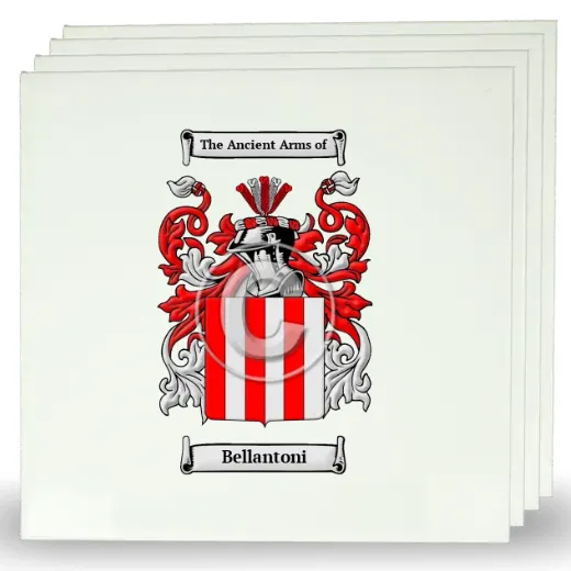 Bellantoni Set of Four Large Tiles with Coat of Arms