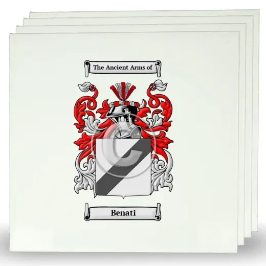 Benati Set of Four Large Tiles with Coat of Arms