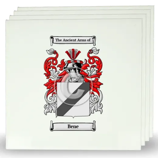 Bene Set of Four Large Tiles with Coat of Arms