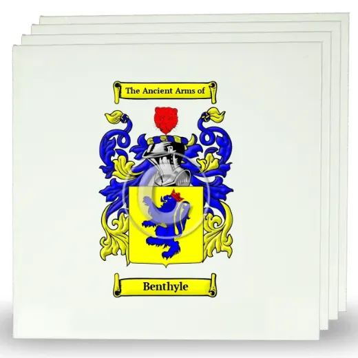 Benthyle Set of Four Large Tiles with Coat of Arms