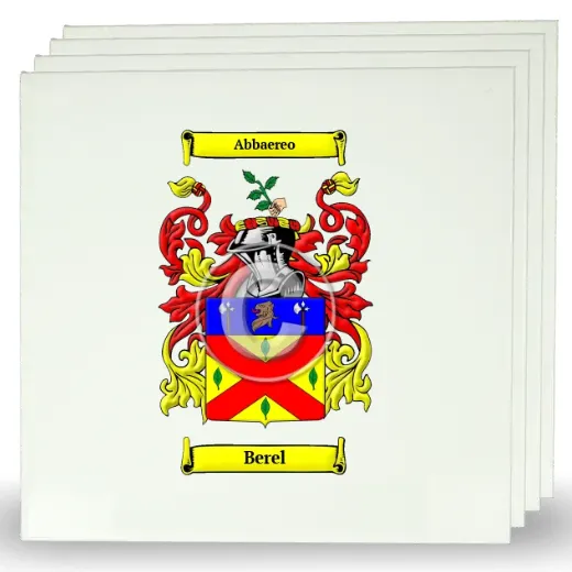 Berel Set of Four Large Tiles with Coat of Arms